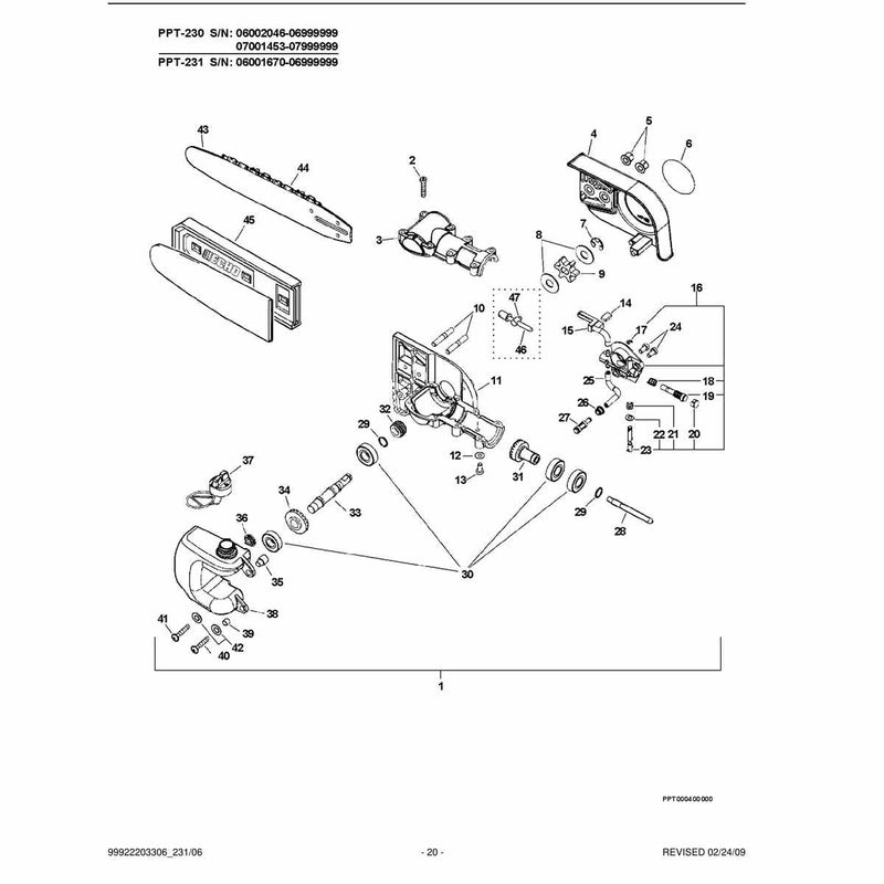 Gear Case, Auto-Oiler, Bar and Chain S/N: 06001670 - 06999999