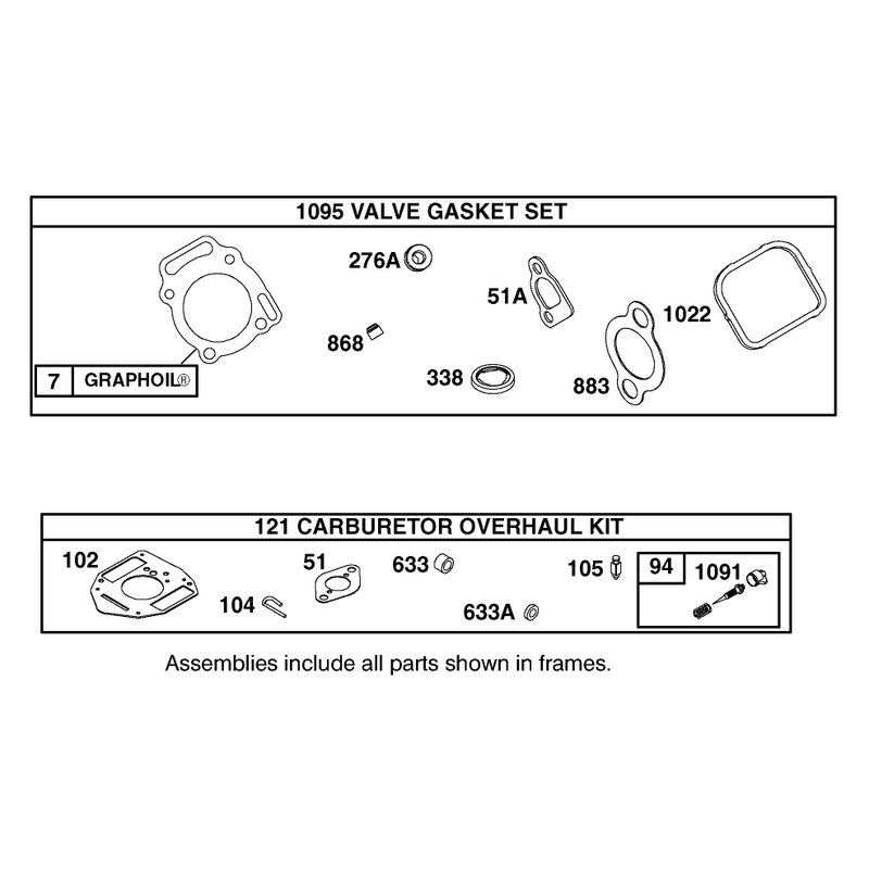 Valve Gasket Set and Carburetor Overhaul Kit