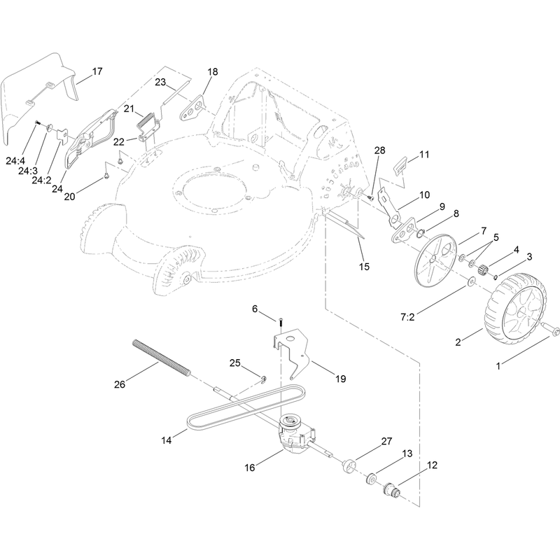 Side Discharge Transmission and Rear Wheel Assembly
