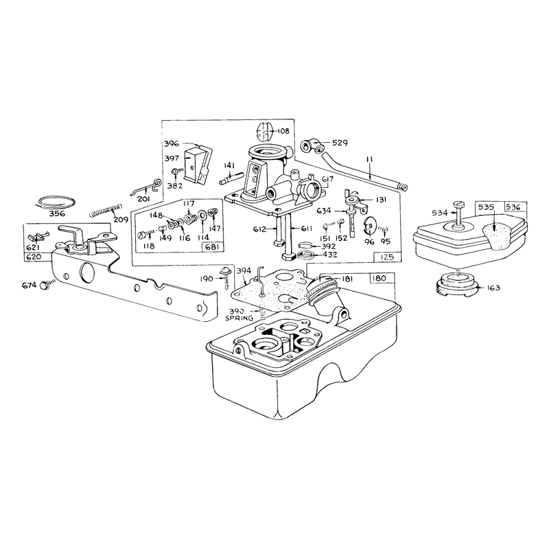 Carburetor Assembly Model 390065 for 21in Hand Propelled Model 16173 for 21in Self Propelled Model 16273