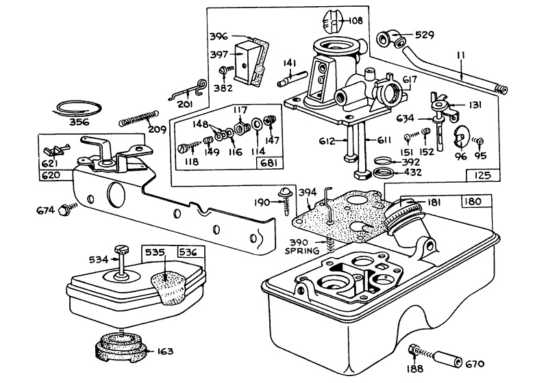 Carburetor Air Cleaner and Gas Tank Assembly
