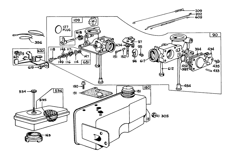 Carburetor Air Cleaner and Gas Tank Assembly