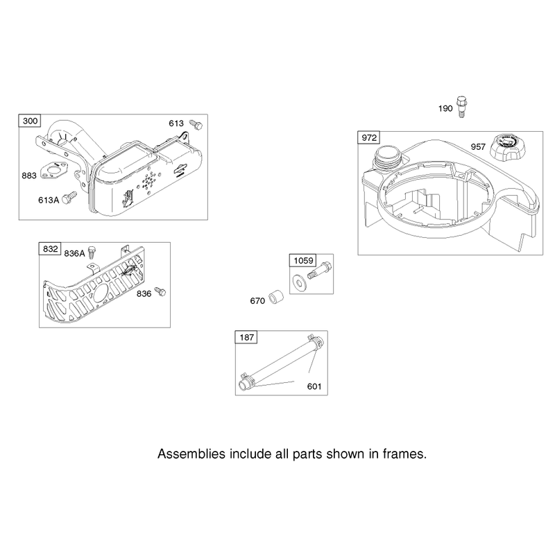 Muffler and Fuel Tank Assembly Briggs and Stratton Model 122607-0116-E1