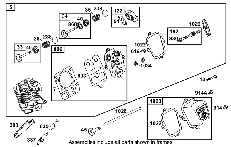 Cylinder Head Assembly Briggs And Stratton Model 110402 0218 E1