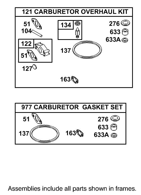 Carburetor Overhaul Kit Assembly Engine Briggs and Stratton Model 126402 0245 E1