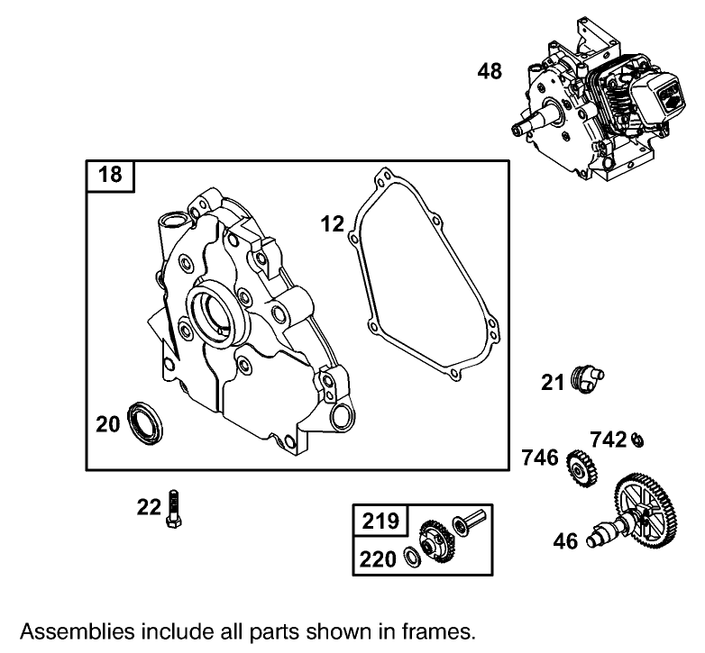 Crankcase Assembly Engine Briggs and Stratton Model 126402 0245 E1