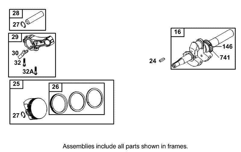Crankshaft Assembly Engine Briggs and Stratton Model 126402 0245 E1