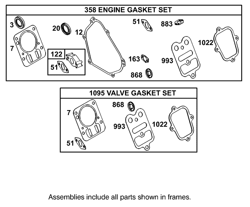 Gasket Assembly Engine Briggs and Stratton Model 126402 0245 E1