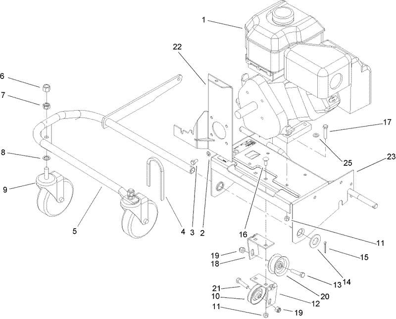 Engine and Front Wheel Assembly
