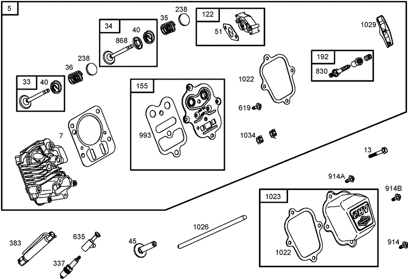 Cylinder Head Assembly Briggs and Stratton 126302 0245 E1