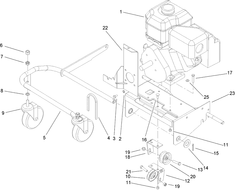 Engine and Front Wheel Assembly