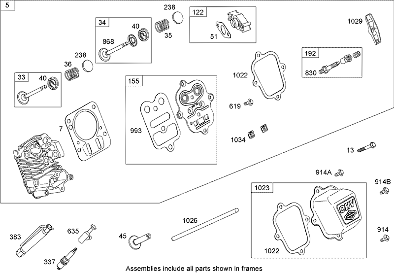 Cylinder Head Assembly Briggs and Stratton 126302 0210 B1