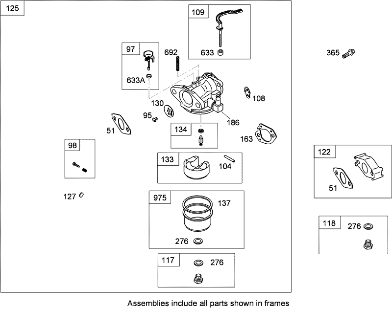 Carburetor Assembly Briggs and Stratton 126302 0321 B8