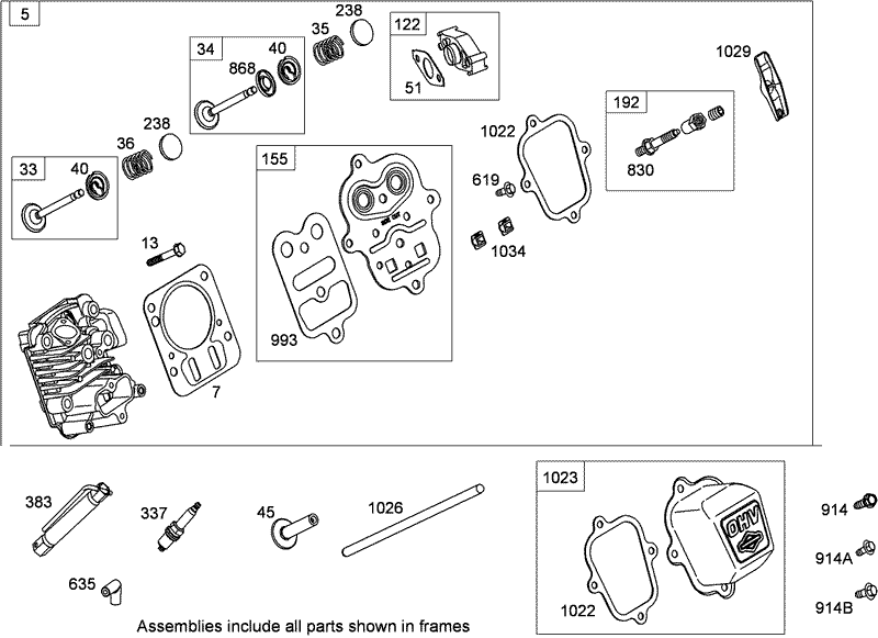 Cylinder Head Assembly Briggs and Stratton 126302 0321 B8