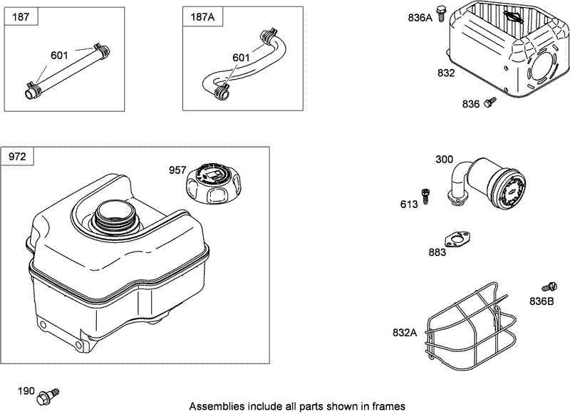 Muffler and Fuel Tank Assembly Briggs and Stratton 126302 0321 B8