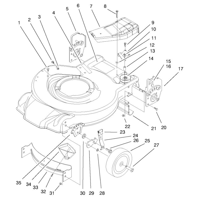 Housing Handle Brackets and Wheel Assembly