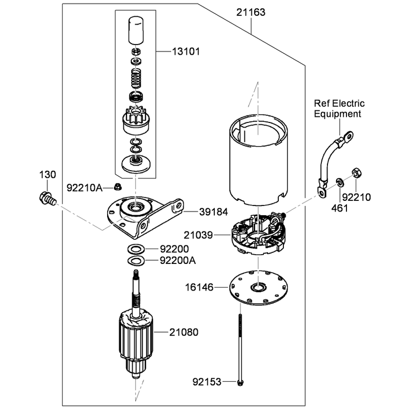 Starter Assembly (S/N FH680-C00798 and after)  Kawasaki FH680V-BS39
