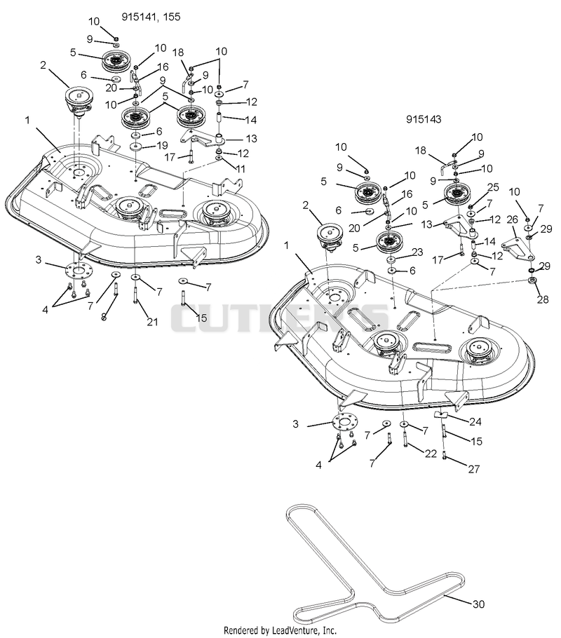 Mower Deck, Belt And Idlers (2)