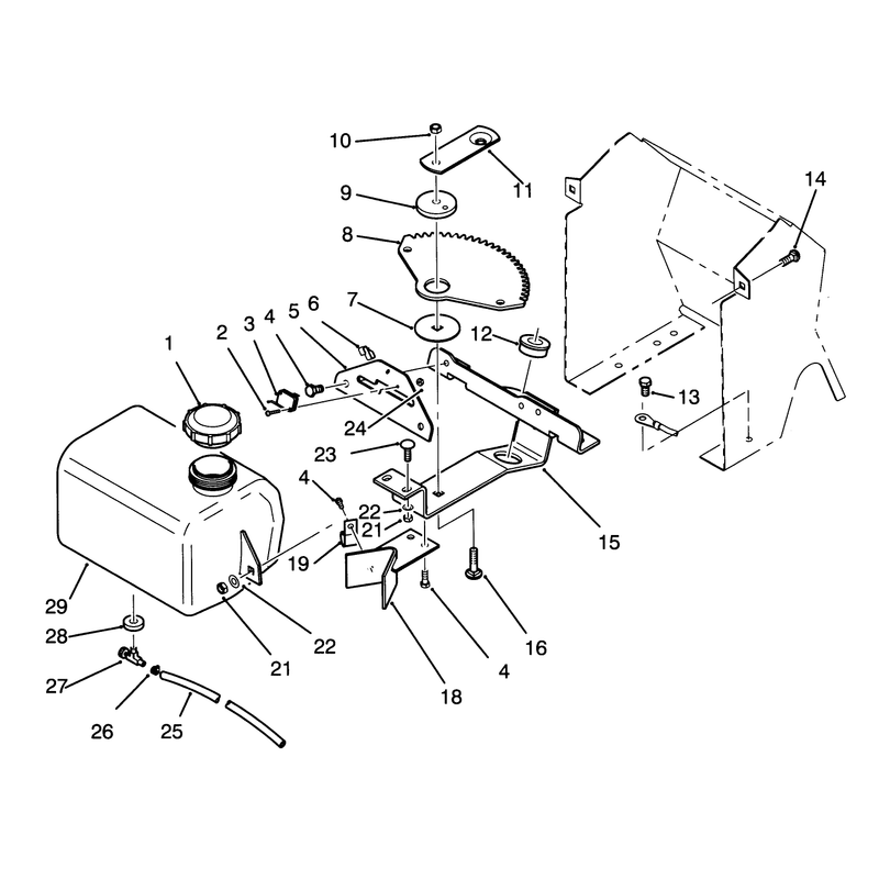 Fuel Tank and Steering Bracket Assembly