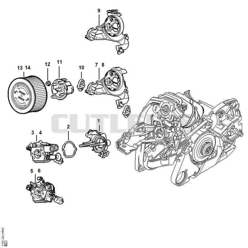 Carburetor bracket, Air filter