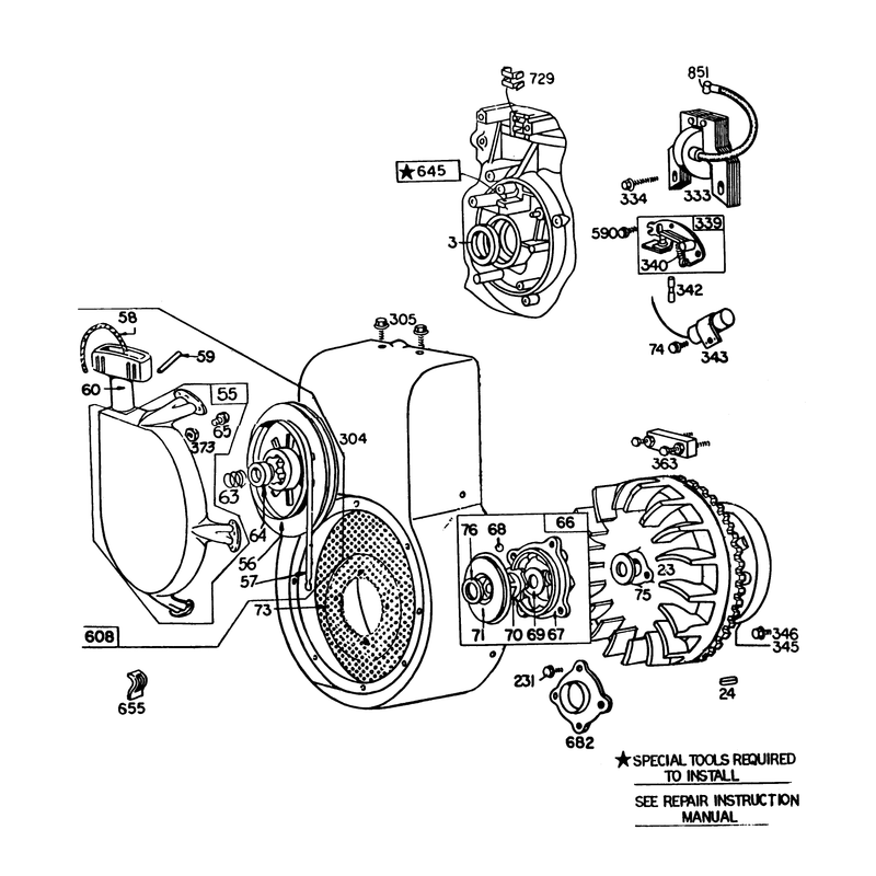 Engine Briggs & Stratton Model No. 252412 Type No. 0191-01 (11 H. P. Snowthrower Model 38090)
