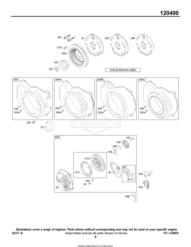 Blower Housing/Shroud, Flywheel, Rewind