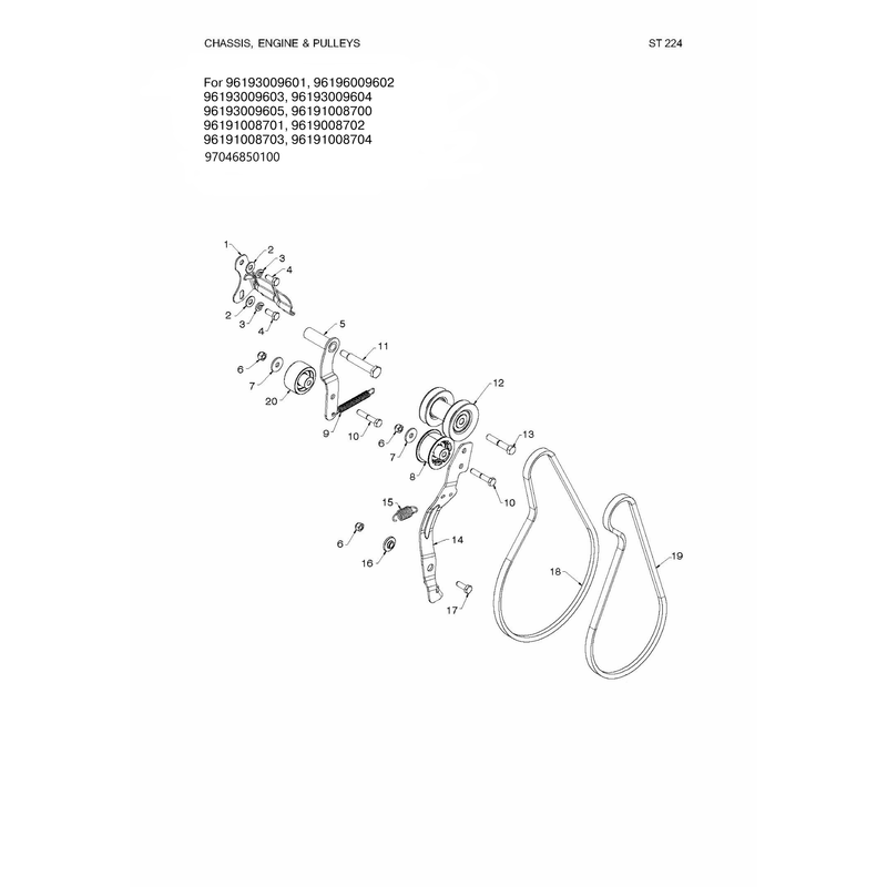 CHASSIS, ENGINE AND PULLEYS