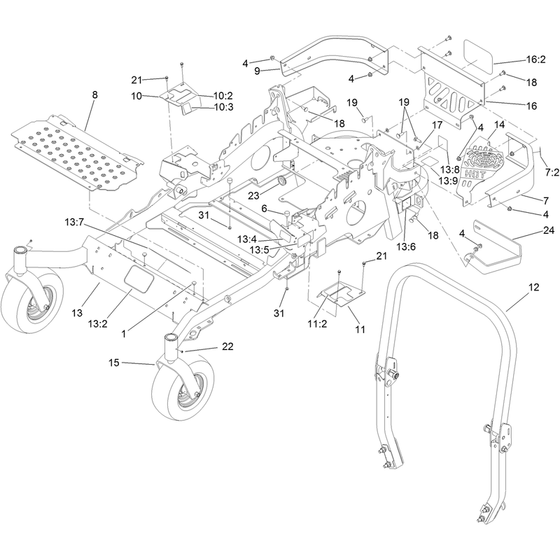 Frame and Caster Wheel Assembly