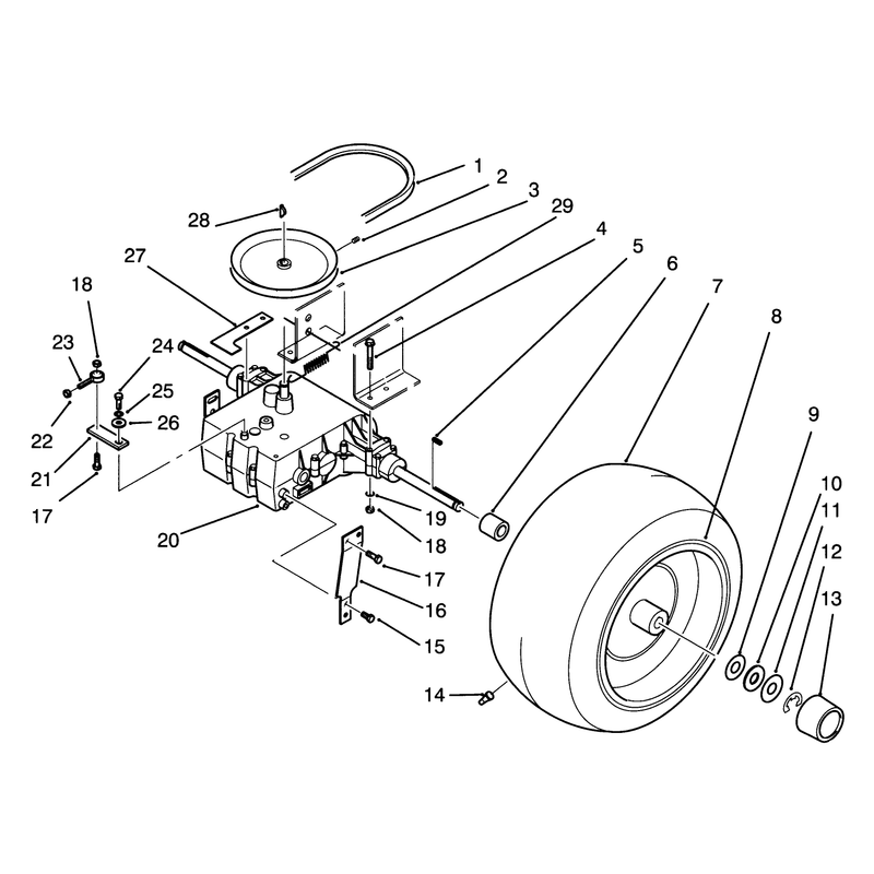 Rear Wheel and Transmission Assembly