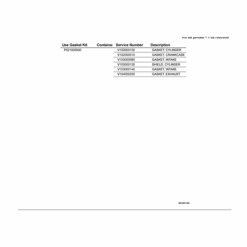 Gasket Kit -- P021005930