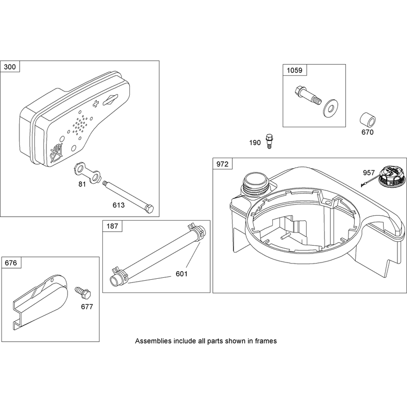 Muffler and Fuel Tank Assembly Briggs and Stratton 126T02-0209-B1