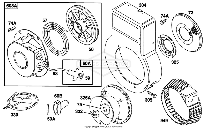 Blower Housing, Rewind Assy.