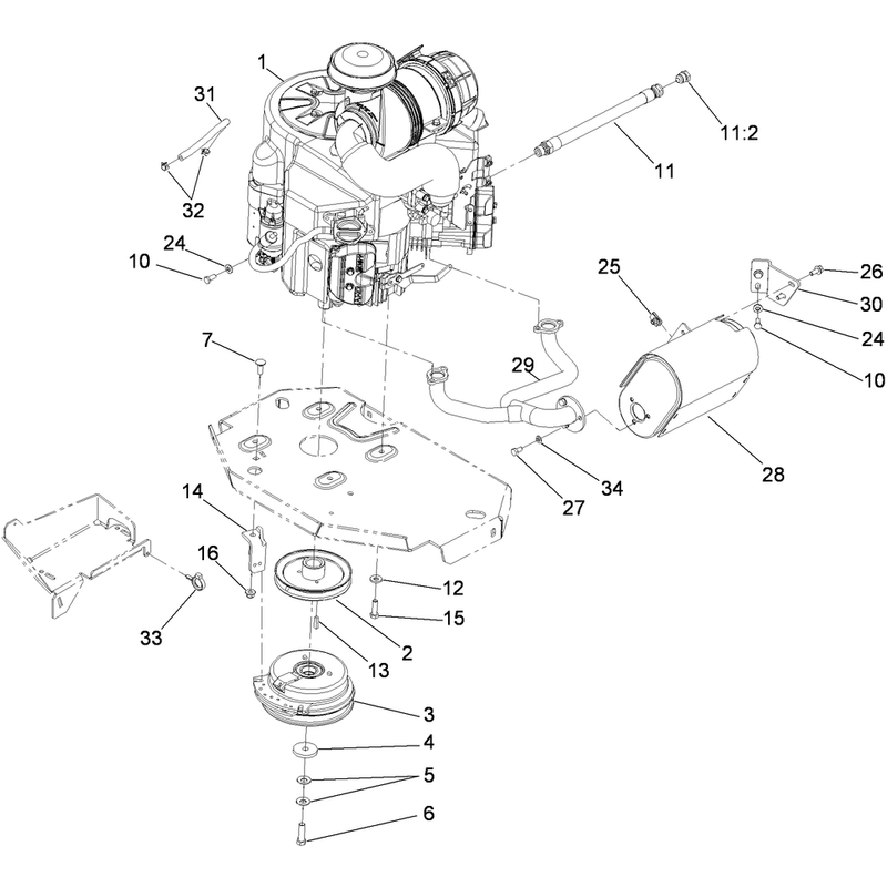 Engine, Muffler and Clutch Assembly