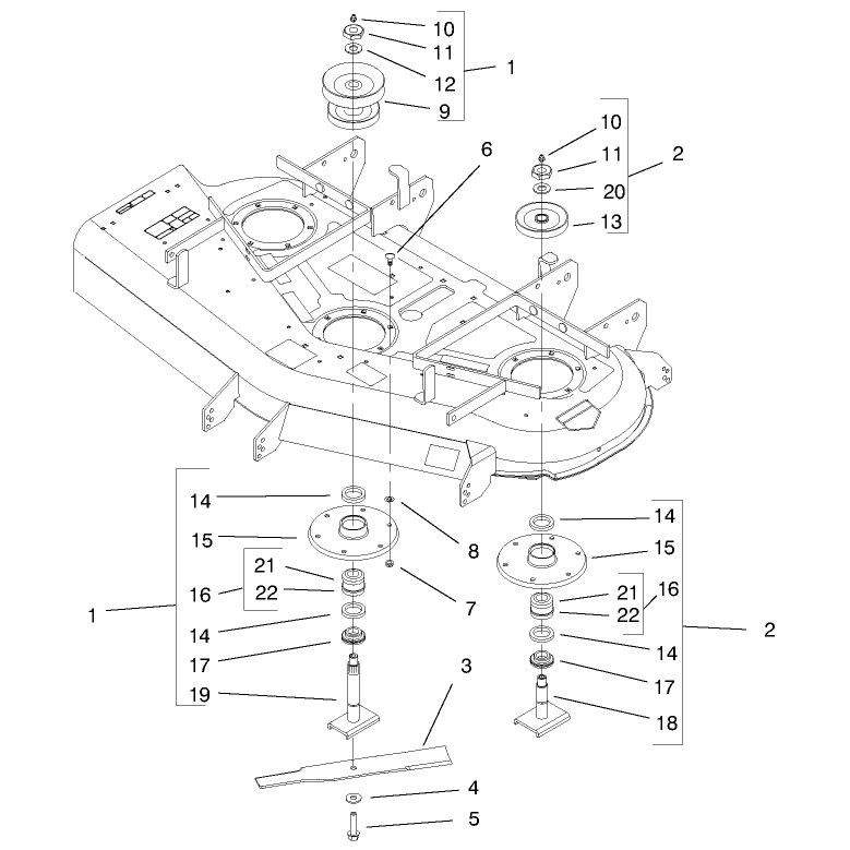 Deflector Spindle and Pulley Assembly