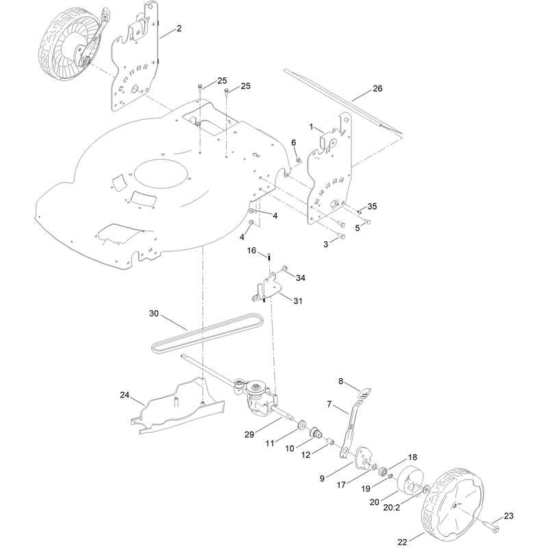Rear Wheel and Height of Cut Assembly