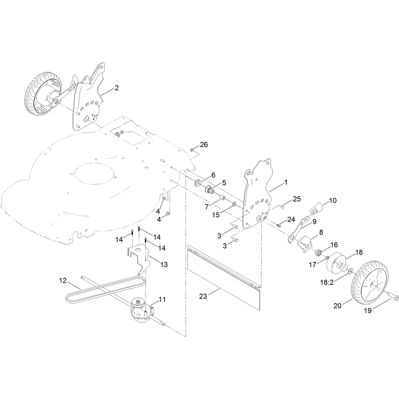 Rear Wheel and Height of Cut Assembly