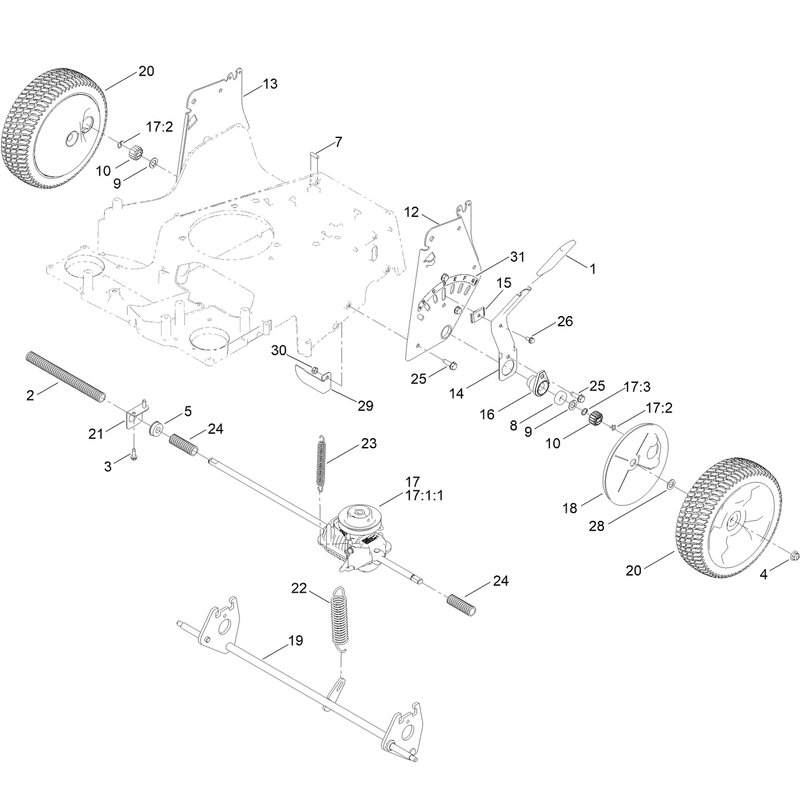 Rear Wheel and Height of Cut Assembly