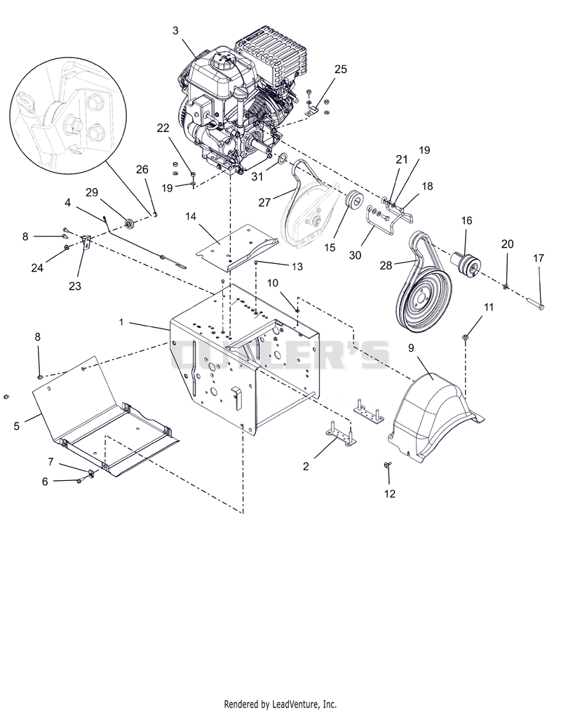 Engine, Frame And Belt Drive - AX254