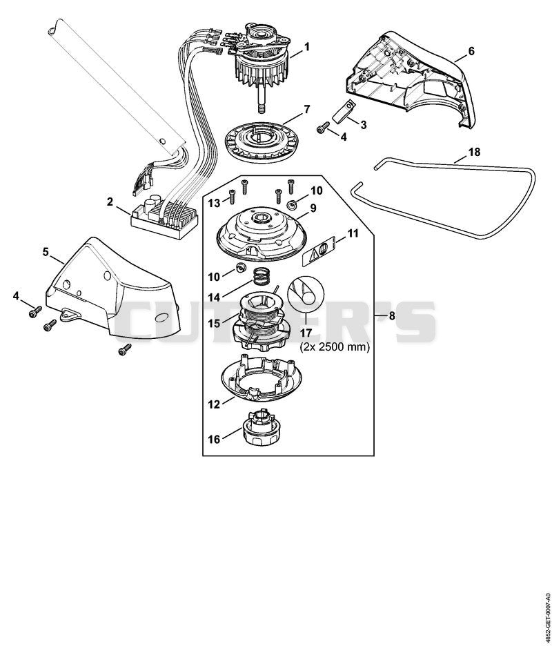 Electric motor, Cutting head
