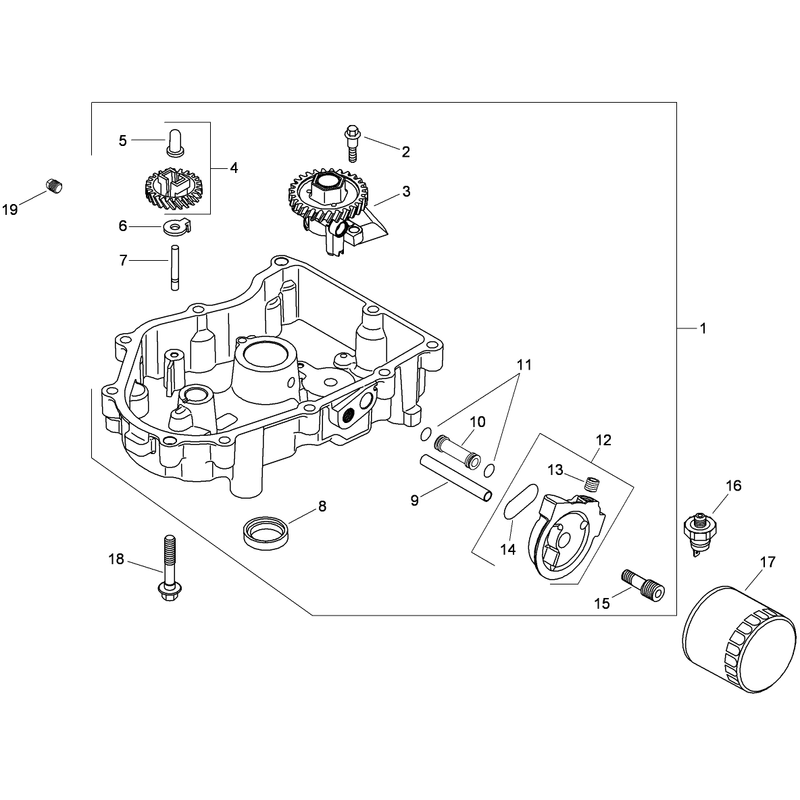 Oil Pan and Lubrication Assembly  Kohler SV820-0012