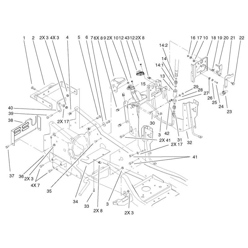 Steering Tower and Fuel Tank Supports Assembly