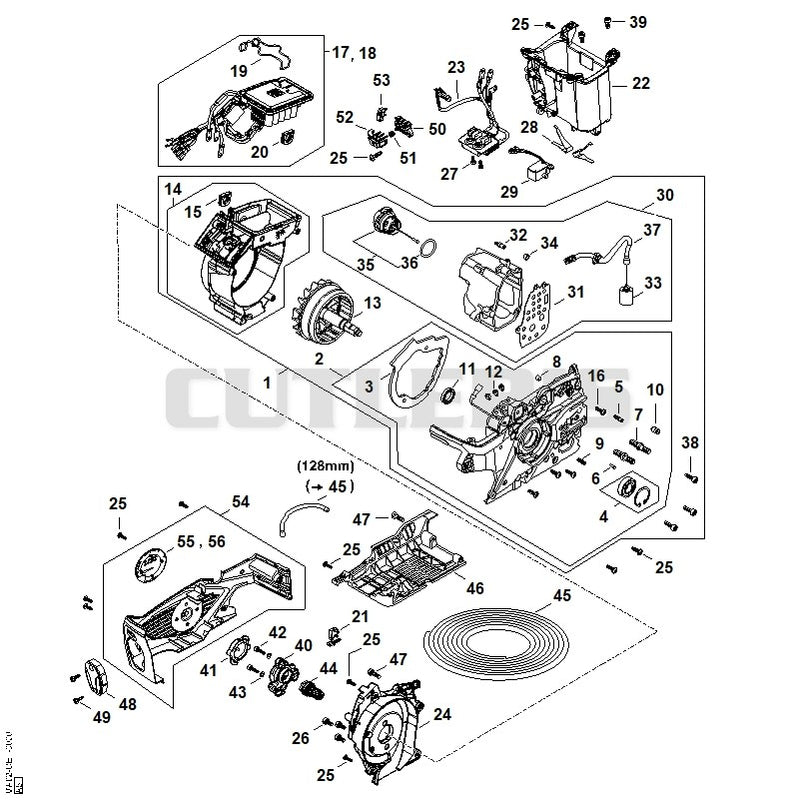 Electric motor, Electronic module, Oil tank