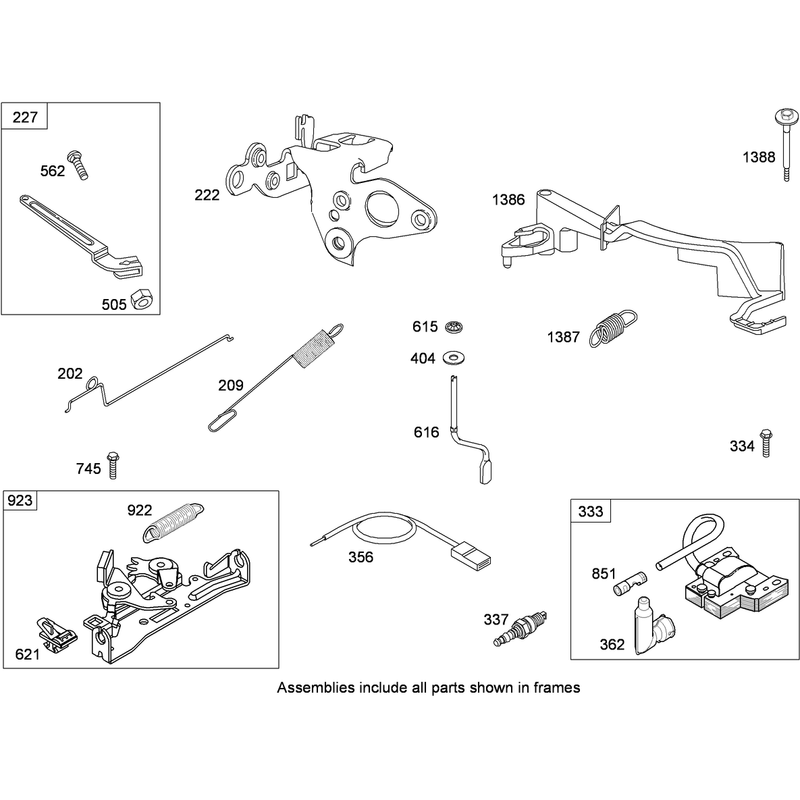 Governor Controls and Ignition Assembly Briggs and Stratton 124T02-0206-B1