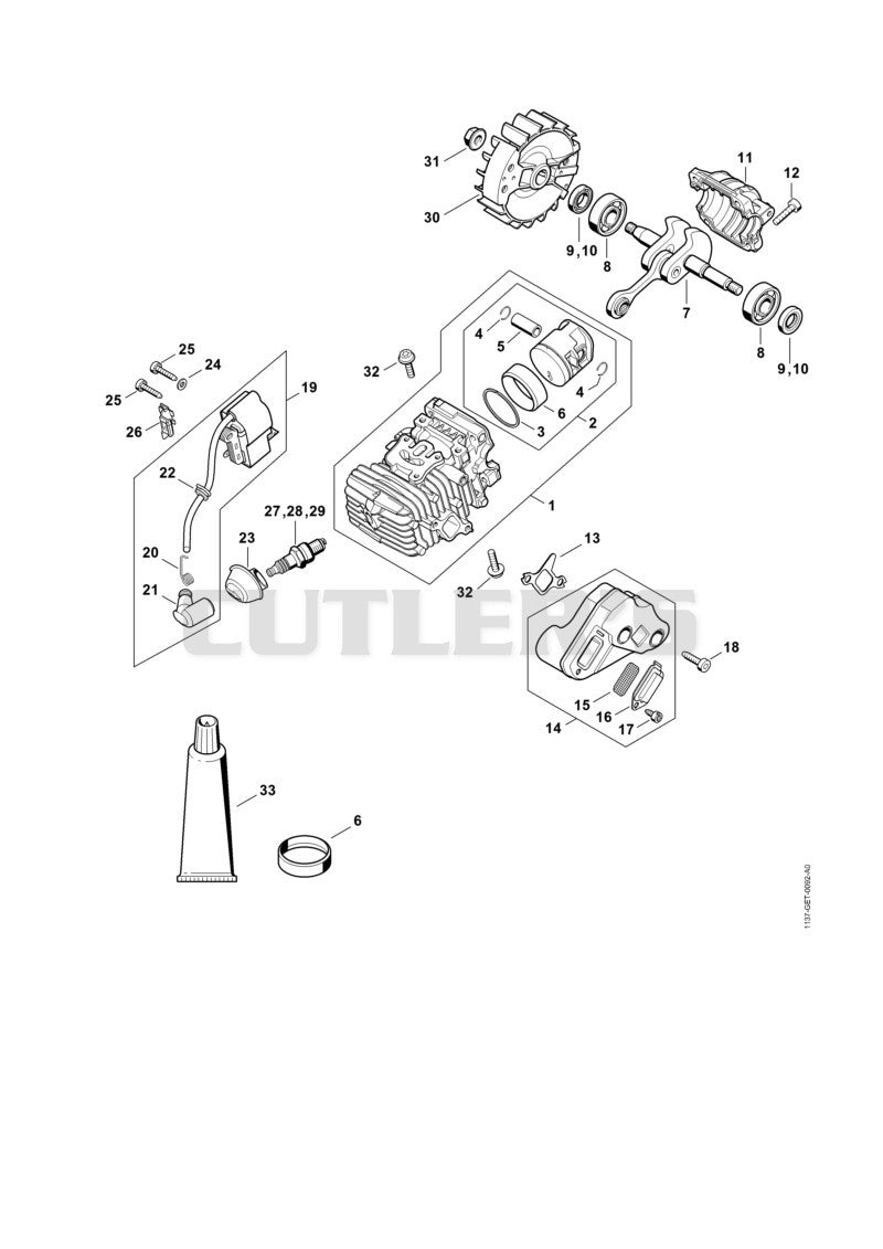 Cylinder with piston, Ignition system