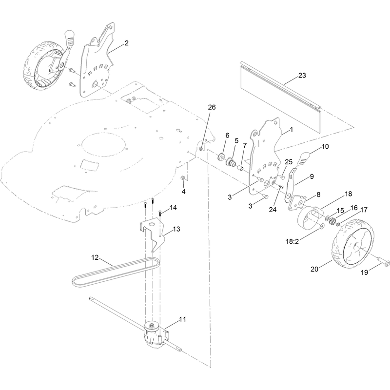 Rear Wheel and Height of Cut Assembly