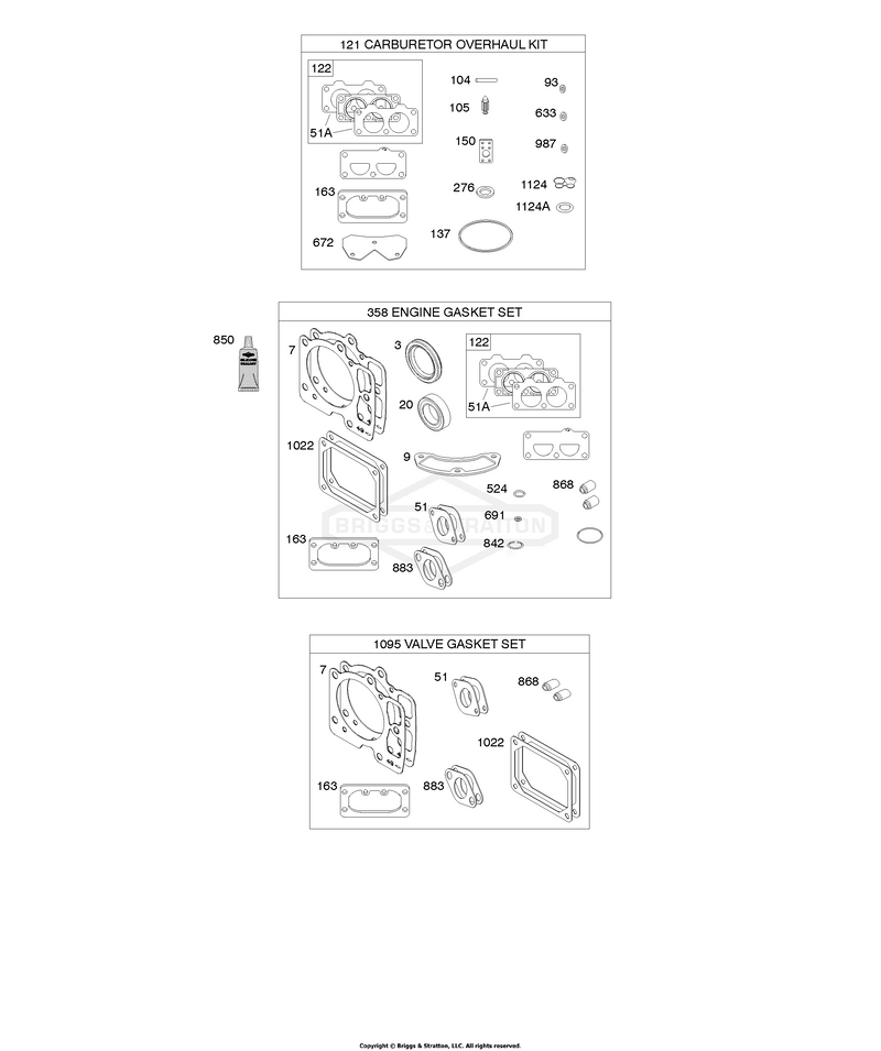 Engine/Valve Gasket Set, Carburetor Overhaul Kit