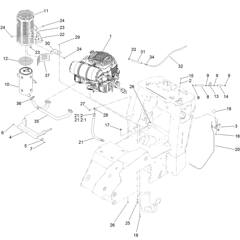 Engine Muffler and Air Cleaner Assembly