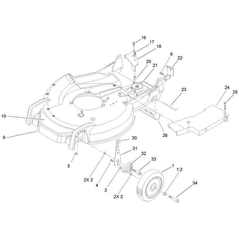 Housing Handle Brackets and Wheel Assembly