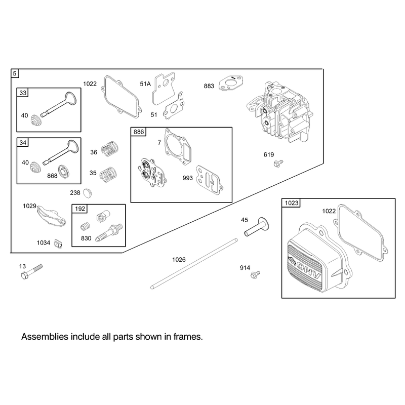 Cylinder Head Assembly Briggs and Stratton Model 122602-0111-E1