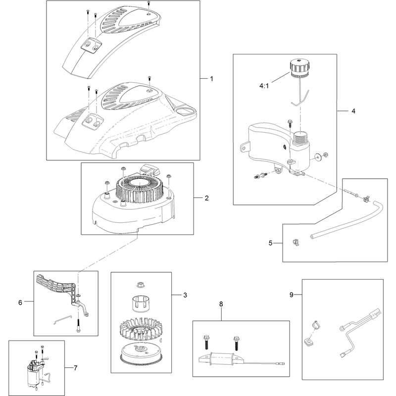 Shroud Flywheel and Fuel Tank Assembly